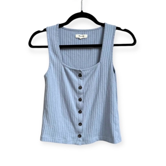 ☀️SALE☀️ Madewell Ribbed Button Front Crop Tank - Terrace Blue Size: Small - Picture 5 of 9